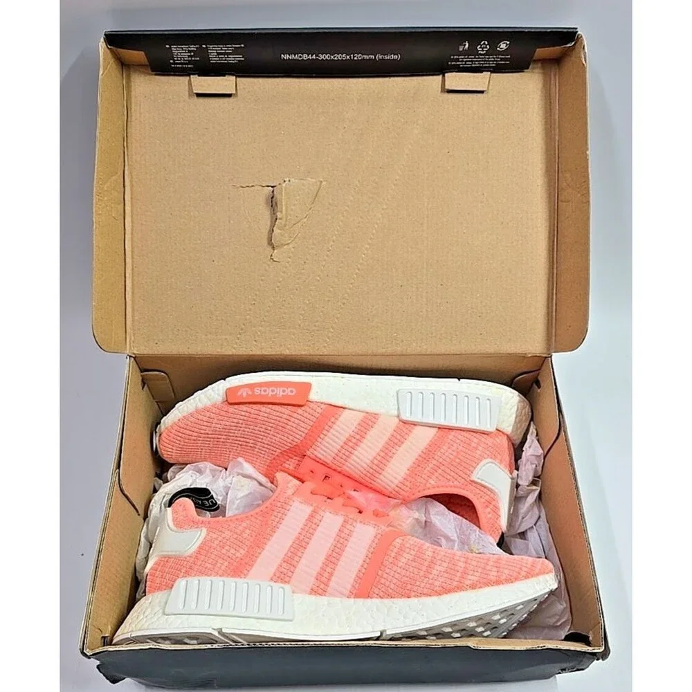 BRAND NEW ADIDAS NMD R1 WOMENS SUN GLOW CORAL ORANGE SIZE 10.5 PINK BY3034 - Picture 1 of 11